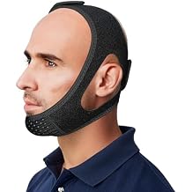 Chin Strap for Sleeping and CPAP Users, Comfortable Jaw Support to Keep Mouth Closed Positioning Nasal Breathing for Men and Women Who Breathe Through The Mouth During Sleep Black, L-XL