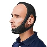 Chin Strap for CPAP Users | Comfortable Mouth Support to Encourage Closed Mouth Positioning Nasal Breathing for Men and Women Who Breathe Through The Mouth During Sleep by PIDOTI (Black, L-XL)