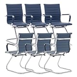 chairus Freischwinger Stühle 6er Set, PU-Leder Besucherstuhl...