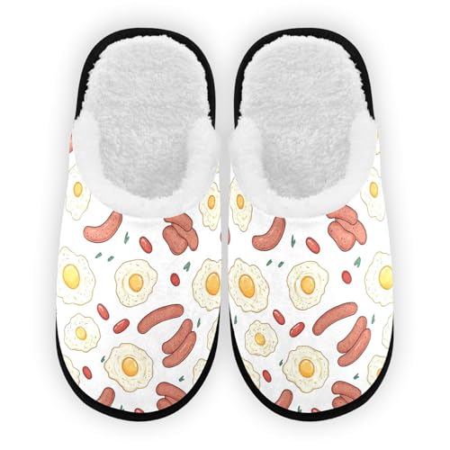 White Egg Sausage Slippers For Women Men Soft Memory Foam Non-Slip Food Winter Indoor House Shoes Travel Slipper