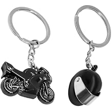 2 PCS Motorcycle Helmet Keychain, 3D Mini Helmet Motorbike Key Fob, Cool Metal Motorcycle Key Holder for Men Black