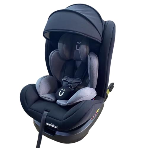 AMULAY Autoasiento Para Bebe De 0 a 12 años Con Anclaje ISOFIX, Arnes de 5 puntos, Altura Regulable, Protección contra...