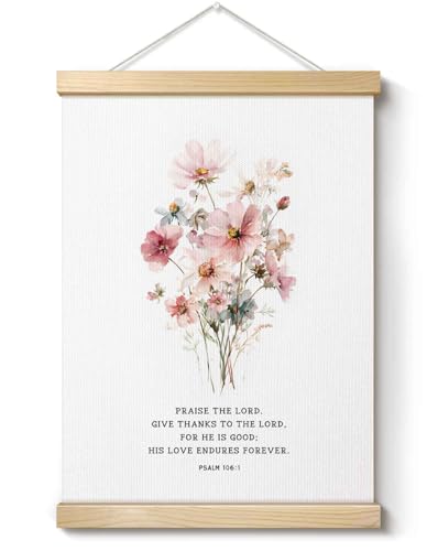 Impression d'art Psaume 106:1 premium, cadre mural floral pour maison