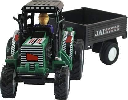 Cojuz Farmer Tractor & Trolley Toy Set: Unbreakable Pull-Back Action, Friction Powered Construction Truck for Kids 3+ Years (Multicolor) 3