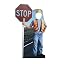 Construction Worker Stop Sign Standin