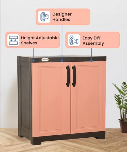 Image of Prima Viva-1 Plastic Storage Cabinet (Small H 2 Ft x W 2 Ft x D 1.6 Ft) | 2 Compartments Multipurpose Organizer for Home & Office | Strong, Stylish & Spacious Cupboard for Clothes & Essentials