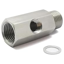 M16 1.5 to 1/8 NPT Tee Oil Pressure Sensor Adapter for Turbo Supply Feed line Oil Pressure Gauge Pressure Switch Stainless Steel