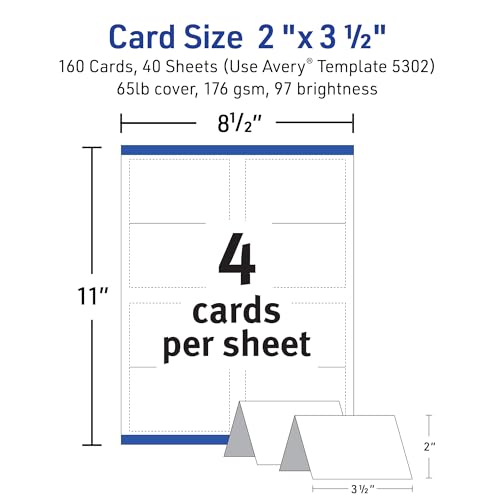 Avery Printable Tent Cards with Sure Feed Technology, 2" x 3.5", White, 160 Blank Place Cards for Laser or Inkjet Printers (5302) by Avery - Image 5