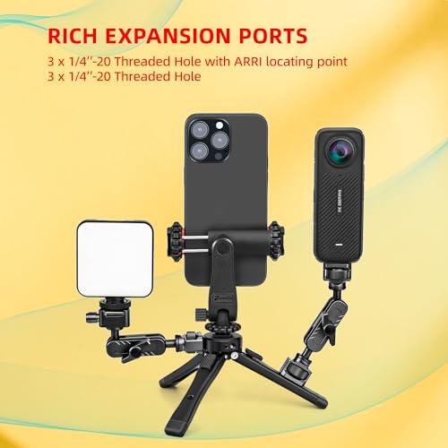 Image of Zeadio Metal Camera Mini Tripod, Adjustable Heights Desktop Vlog Tripod Stand, Fits for Smooth 4, Osmo Mobile, Ronin-S, Vimble 2, Gimbal Handle Grip Stabilizer and All Cameras
