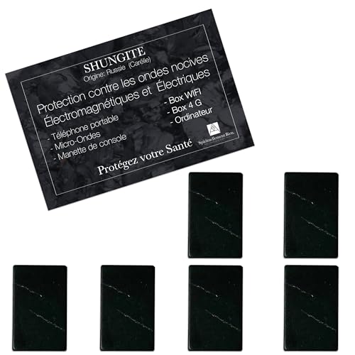 Lot de 3 pastilles rectangulaires patch adhesives de shungite pierre naturelle lithotherapie - pierre de protection naturelle anti ondes électromagnétiques téléphone mobile, wifi , 4G , 5G