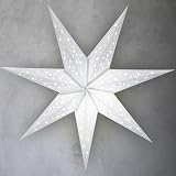 GalaxyArts Lanterne di carta a forma di stella, 61 cm, Naxatra (bianco medio), si illuminano con 7 stelle a punta, decorazione per matrimoni, vacanze, feste di compleanno, celebrazioni di Natale