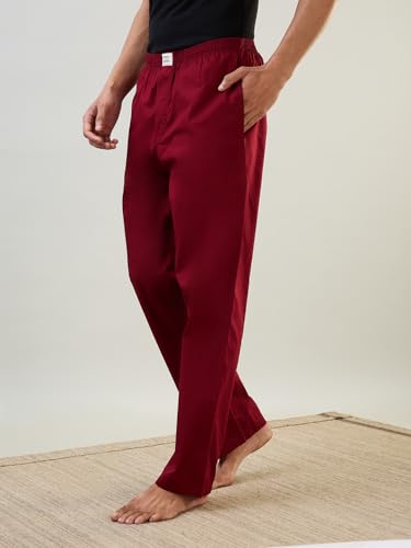 Image of SleepZ by Raymond Men Regular Fit Solid Pattern Pure Cotton Sleepwear Pyjama