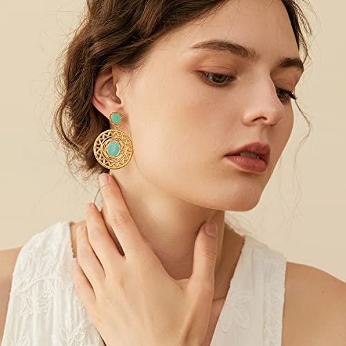 Women's 14K Gold Filled Statement Bohemian Dangle Drop Earrings Boho Hoop Earrings Teen Girls Hypoallergenic Jewelry Gift #TOP1