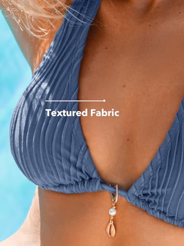 CUPSHE Women's Bikini Sets Two Piece Swimsuit Plunging Neck Halter Cheeky Bottom Low Rise Strappy Side Tie3