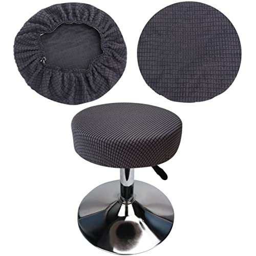 HuaLiSiJi Fundas Taburetes Redondos 30-40cm Fundas para Taburetes de Bar Tela Lujosa, Estirable Antiarrugas Lavable Antipolvo Suave y Resistente, Cambia la Forma del Taburete en Segundos (1, Gris) Cover
