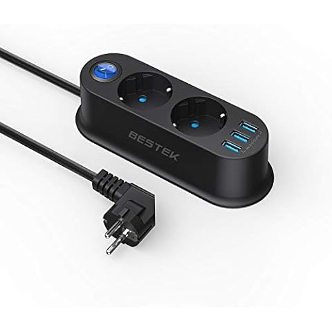 BESTEK Compact Power Strip with USB Ports Cover