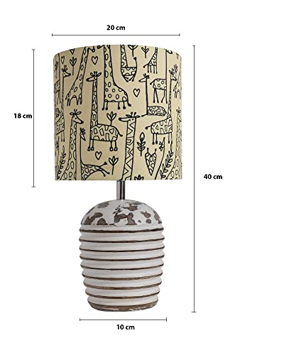 Image of Homesake Wooden Lamp for Living Room | Table Lamp for Bedroom | Bedside Lamp with Fabric Shade | E27 Holder with Bulb Included | Warm Light Night, Study Table & Home Decor, Savannah Drum Shade