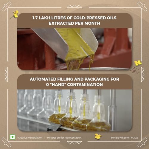 Image of IndicWisdom Cold Pressed Mustard Oil | Pure & Unrefined Sarson Oil (1 Liters)
