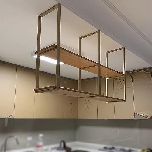 Supports d'étagère suspendus robustes en métal noir double niveau plafond 30x60cm
