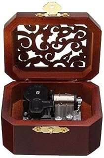Biscount Mini Hollow Antique Carved Music Box Hand Crank Wooden Musical Box Toy - Hedwig's Theme Valentine's Day Gift Present
