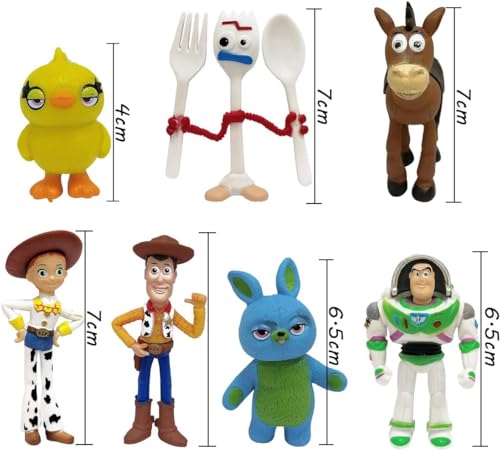 Image of Mini Action Figures, Multiple Character Collectible Set, Car Dashboard, Decoration and Cake Topper Toys for Fans 5-15 cm (7 Pcs Adorable Toy & Story Playset)