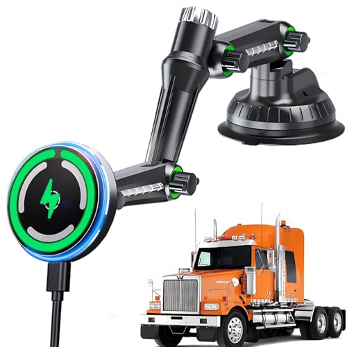 WCKESI Phone Mount Holder for Truck MagSafe Car Charger, [10-inch long arm] 15W Qi2 Vacuum Magnetic Wireless Car Charging for Pick-Up Windshield Dashboard, Truck Accessories, for IPhone 17 16 15 14 13