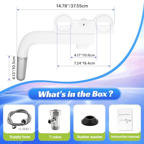 Bidet Attachment for Toilet,Ultra Thin Dual Nozzles,Cold Water Knob Control - image 5