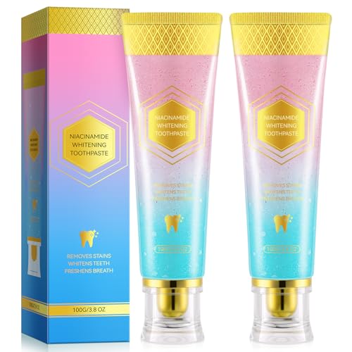 Niacinamide Whitening Toothpaste Radiant Whitening Toothpaste Stain Removal Natural Complete Care Enamel Repair Freshes Breath for Healthier and Whiter Teeth 2 PCS