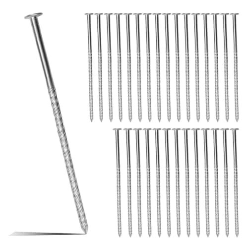Thunia Artificial Turf Stakes Landscape Edging Stakes Spiral Stainless Steel Anchoring Spikes for Landscaping Edging Weed Barrier Lawn Edging Tent Stakes 6 in 37 Pcs