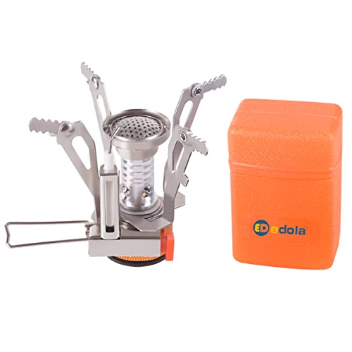 Edola Portable Camping Stoves, Backpacking Stove With Piezo Ignition, Portable Small Pocket Stove For Butane Fuel, Camping Accessories #TOP30