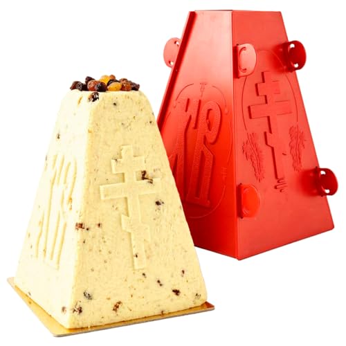 2.2 lb Red Pascha Mold Large Plastic Easter Cheese Mold Form 1kg (Inner Size 1.5" x 4.3" x 6.5") Decorative Russian Paska Pascha Paskha Mold for Homemade Easter Decorations & Festive Table Treats