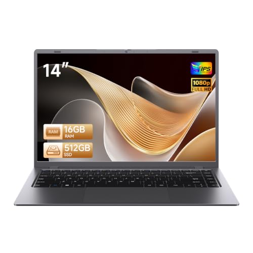 Image of Laptop Computer, 16GB RAM 512GB SSD, Pentium Gold 6500Y Processor Up to 3.4GHz, FHD IPS Display, Dual Type-C, USB 3.2, HDMI, WiFi 5, Bluetooth 5.0, 14 Inch Business & Student Laptop