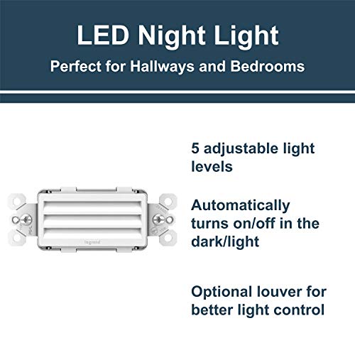 Image of Legrand Radiant Horizontal Step Light Adjustable LED Night-Light Outlet, Hallway Stair Night-Light, Power Outage-Light, NTLHORZWCC6, White (Pack of 6)