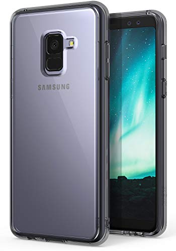 Ringke Fusion Compatible with Galaxy A8 2018 Case Crystal Clear PC Back TPU Bumper Drop Protection, Shock Absorption Technology Raised Bezels Protective Cover for Galaxy A8 2018 - Smoke Black