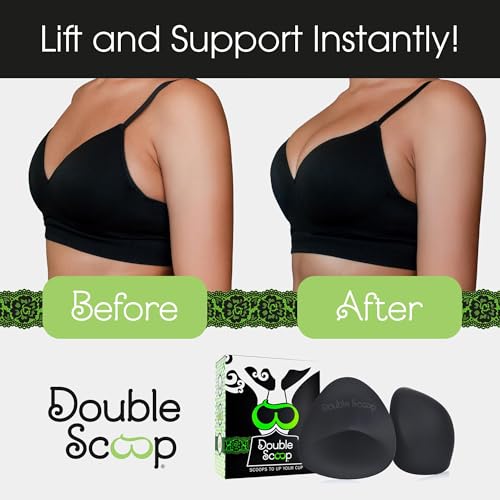 Image of Double Scoop Triangle Big Bust Inserts w /Bonus Tape Sticky Strips, Shapewear for Large Breast Bra Cup, Replacement Bra Pads, Nipple Covers Smoother, Lightweight Plus Size DD+ (Nude)