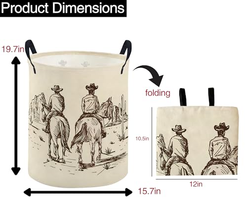 Image of ESSME Kids Laundry Basket,Cow boy Hamper Collapsible Canvas Waterproof Storage Bin for Boys, Cute Hamper,Gift Baskets(Cow boy)