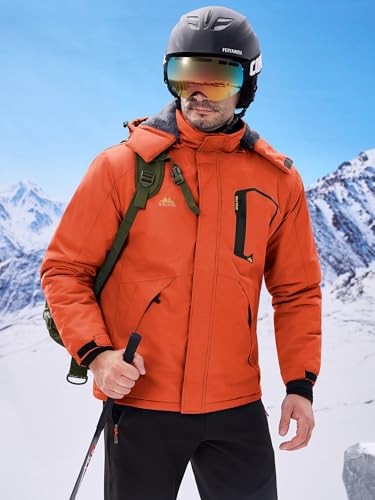 Image of WULFUL Men's Ski Jackets Warm Winter Snow Windbreaker Resistant Snowboard Fleece Coat Mountain Waterproof Parka with Hood