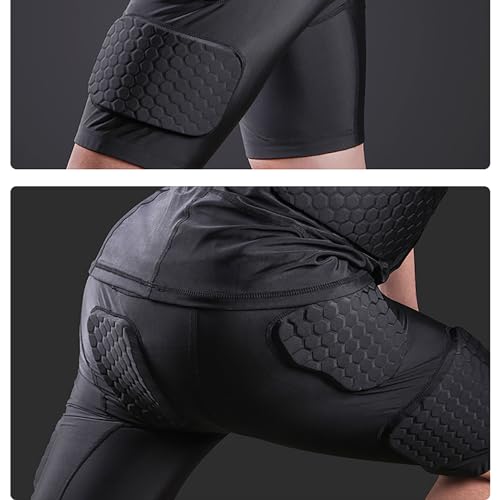 Mens Football Girdle 5-Pads Padded Compression Shorts Hip Thigh Protector Girdle Football Pants for Baseball,Football,Basketball