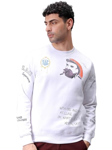 Image of The Indian Garage co Men Regular Fit Placement Print Overhead Crewneck Sweatshirts