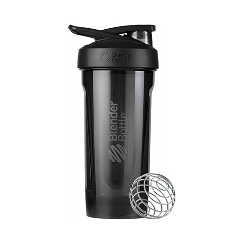 BlenderBottle Strada Shaker Cup Perfect for Protein Shakes and Pre Workout, 28-Ounce, Black - Black - 28 Ounces - Shaker Cup