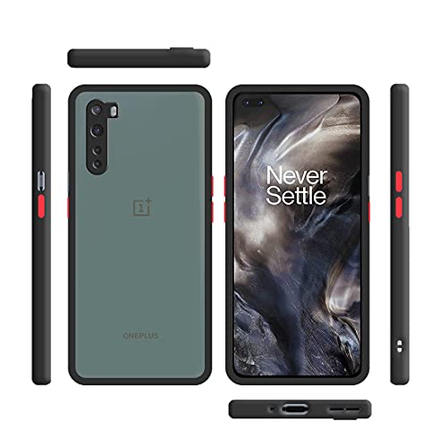 Image of Matte Finish Shockproof Hard Back and Side Soft Smoke Back Case Cover for OnePlus Nord - Black