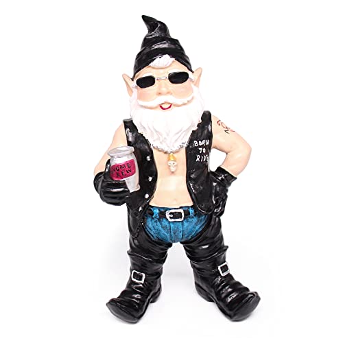 Gartenzwerg für den Außenbereich, Biker-Zwerg 29 cm H, Motorrad-Zwerg Geschenk, Zwerg Dekoration für Innen- und Außenbereich, Gartendekoration, Hofdekoration, Terrassendekoration Cover
