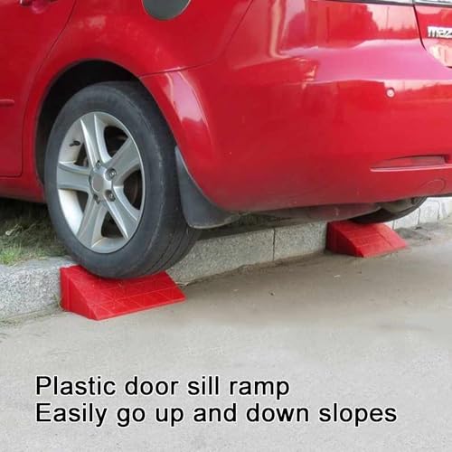 Rampa portátil para umbral de puerta, rampa ligera de plástico para sillas de ruedas, vehículos eléctricos y patinetas (rojo, 12 × 25 × 16 cm) miniatura 2