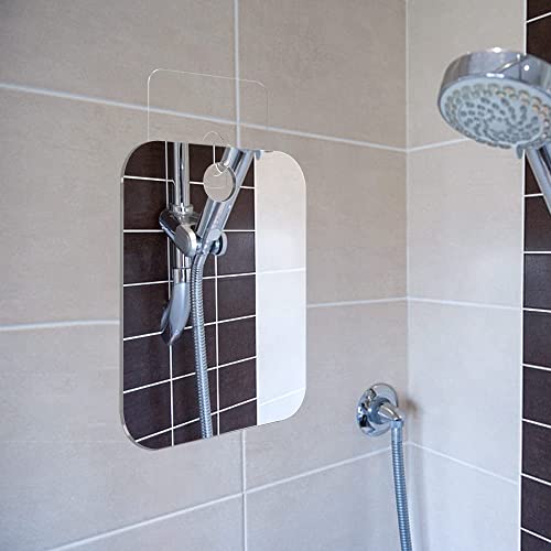 Image of Shower Mirror No Fog Shaving, Anti-Fog Bathroom No Fog Shaving Mirror Plexiglass Indestructible Luxury Plexiglass Makeup Mirrors,6 inchx8 inch Acrylic Mirror Tiles, Shatterproof Flexible Sheets