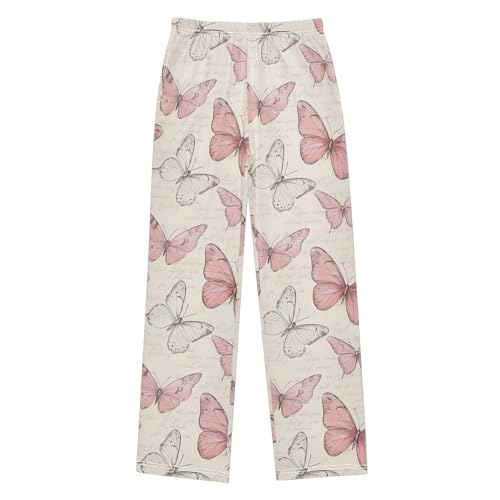 Pajama Pants Butterflies Retro PJ Bottoms Sleepwear Lounge Sleep Pant with Pockets