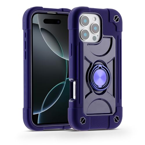 Image of MARKILL Compatible with iPhone with Built-in 360Rotating Ring Stand, Military Grade Drop Protection Full Body Rugged Heavy Duty Case Durable Cover (Deep Purple, iPhone 16 Pro Max 6.9 inch)