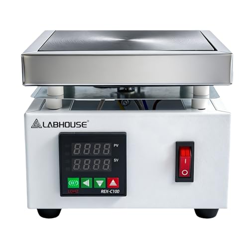 LABHOUSE Digital Cast Iron Lab Hot Plate 110V 1000W Microcomputer Electric Preheat Welder Hotplate Single Heating Stations Heater for Laboratory Glassware(120x120mm)