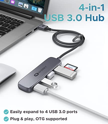 USB-Splitter-30-WARRKY-4-Port-USB-Hub-for-Laptop-3FT-Braided-Cable-Ultra-Slim-Super-Speed-Multi-USB-Port-Compatible-with-PC-Surface-Pro-MacBook-Flash-Drive-Playstation-Xbox