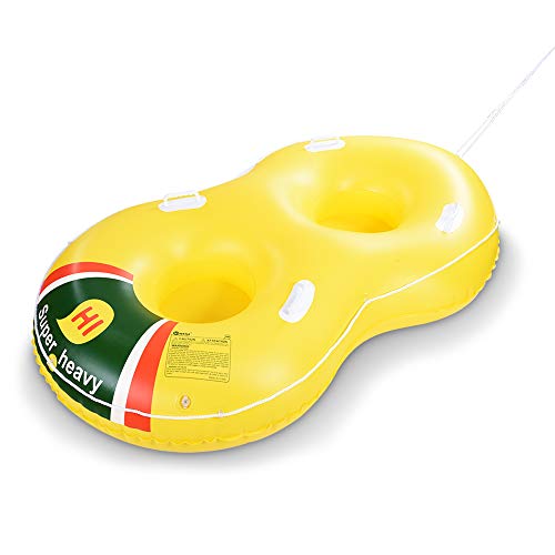 HIWENA Super Heavy Duty Snow Tube, Double Inflatable Snow Sled for Kids and Adults, Thicken 0.75mm Thick Material Winter Sport Tube(78 in)