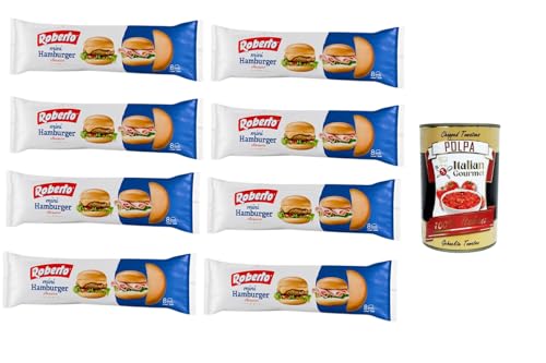 Roberto Mini Hamburger Brötchen 8x200g (64 Mini-Buns) weich & fluffig für Burger Snacks & Party Fingerfood + Italian Gourmet polpa